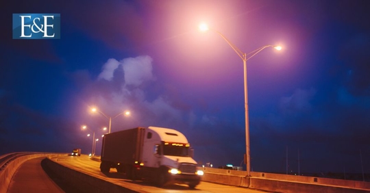 truck driving at night